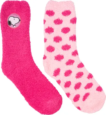 Produktbild von The Peanuts Snoopy Kuschelsocken für Damen - Flauschige Wintersocken warme Socken Rosa/Pink (2er Pack) 35-38