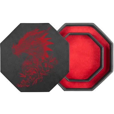 Produktbild von shibby  Würfelbrett mit Würfel-Ablage und Deckel für alle Tabletop Spiele - 23,5cm floral M8-2 (rot)