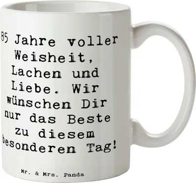 Produktbild von Mr. & Mrs. Panda Tasse Spruch 85. Geburtstag - Weiß - Geschenk, Geburtstagsgeschenk, Becher, schöne, Happy Birthday, Kaffeebecher, Jubilar, Feier, Dankbarkeit, Jubiläum