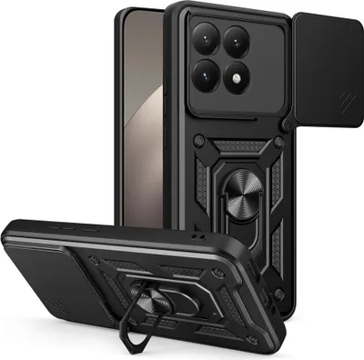 Produktbild von Xiaomi 15T Hülle - Coverup Armor Ring Ständer Back Cover mit Kamera Schutz - Schwarz