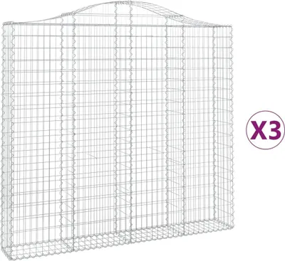 Obrázok produktu pre vidaXL Gabiony s vysokým oblúkom 3 ks 200x30x180/200cm Pozinkované železo
