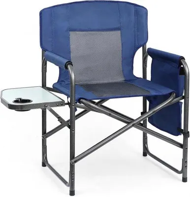 Produktbild von Famanu Campingstuhl mit Beistelltisch und Seitentaschen - Ideal für Camping und Outdoor-Aktivitäten