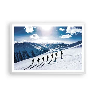 Produktbild von Gerahmtes Poster - Weißer Rahmen - Berg Wanderung Gipfel - 91,5x61 cm - Wand Bild - Wanddeko - Wandbilder - Kunstposter - Wandposter - Bilderrahmen - Bilder - Kunstdruck - P2WAA91x61-4803