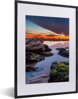Produktbild von MuchoWow® Gerahmtes Poster Felsen - Wasser - Natur 30x40 cm - Poster mit Schwarzem Bilderrahmen Wandposter Rahmen Foto Bilder - Wandposter Schlafzimmer