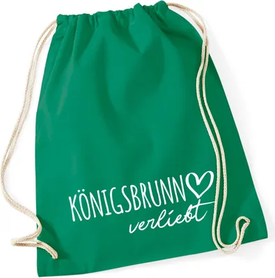 Produktbild von Huuraa Turnbeutel Königsbrunn verliebt 12 Liter Kelly Green Baumwolle Rucksack Geschenkidee