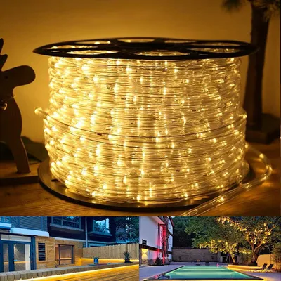Image de Tuyau lumineux LED Fiqops pour extérieur intérieur Tuyau lumineux Chaîne lumineuse Lumière de fête Eclairage de Noël Blanc chaud 20M