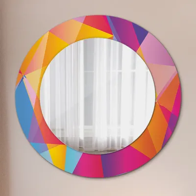 Produktbild von Modern Spiegel - Wandspiegel Design Wandmontage – Badspiegel mit Aufdruck - Rundspiegel - Geometrisch Komposition - Rund: Ø50cm