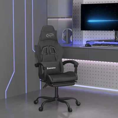 Produktbild von BEI CLORIS Gaming-Stuhl mit Fußstütze Drehbar Schwarz Kunstleder 2024 Neu6179428