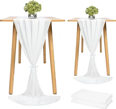 Obrázek produktu pro 2 kusy šifónových běhounů na stůl, 70*300 cm, romantický svatební běhoun, průhledný, šifónový, ubrus, běhoun na toaletní stůl pro svatbu, narozeniny