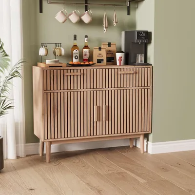 Immagine prodotto di Credenza con 2 ante e 2 cassetti, dimensioni 100x35x80 cm, in MDF, stile rustico