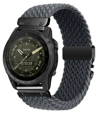 Produktbild von By Qubix Geflochtene Nylonarmband mit Fallschirmverschluss - Grau - passend für Garmin Quatix 8 - 47 mm