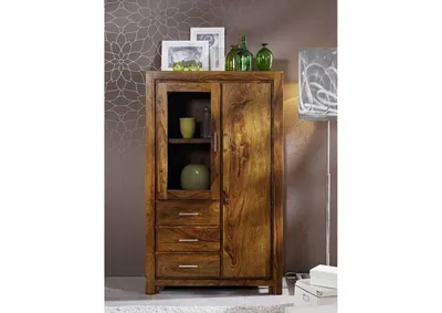Produktbild von MASSIVMOEBEL24 Highboard Sheesham 90x42x148 braun lackiert METRO LIFE #108