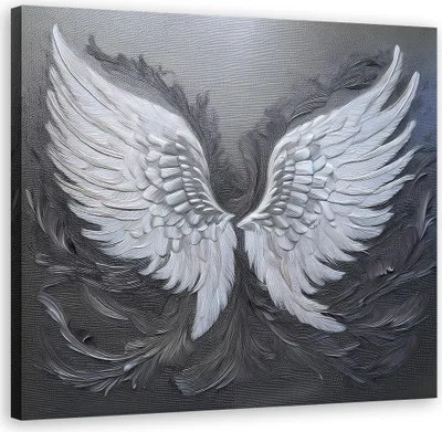 Produktbild von Leinwandbild Engelsflügel Retro Vintage 50x50 Feeby Grau bild für die wand bereit zum aufhängen