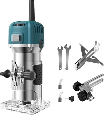 Image de Défonceuse à bois - Défonceuse électrique / défonceuse de bords - 800 W - Pour le détourage, la gravure et le rainurage - Sans fraises - Jaune