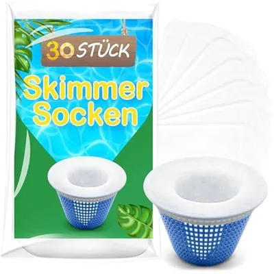 Produktbild von Pool Skimmer Socken, 30 Stš¹ck Schwimmbad Skimmer Filter Netz Wiederverwendbar fš¹r Skimmer Teich Reinigung Schmutz und Bl?ttern, Schutz Pumpe Filteranlage K?rbe, Skimmer Pool Filter Saver Socken Netz