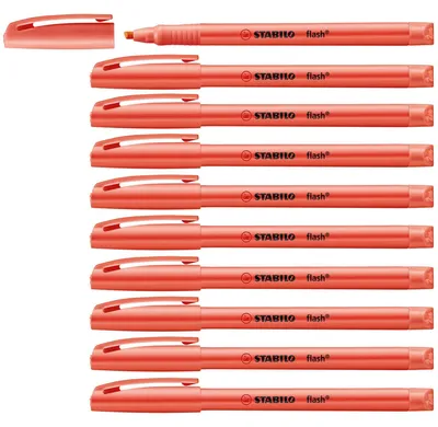 Obrázok produktu pre Zvýrazňovač – STABILO flash – balenie po 10 ks – červený
