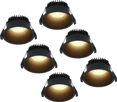 Produktbild von hoftronic LED Einbaustrahler 10W 900lm 2700K IP44 Schwarz 6er Set
