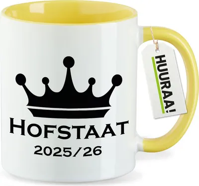 Produktbild von Huuraa Kaffeetasse Hofstaat 2025/26 Schützenfest 330ml Gelb Keramik Kaffeebecher Geschenkidee