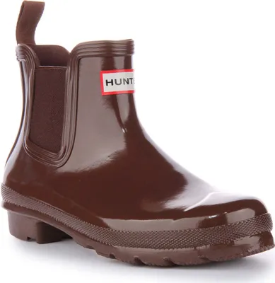 Obrázek produktu pro Hunter Orig al Dámské lesklé boty Chelsea Boots Brown - 4 Velká Británie - 37 EU - 6 US / Brown