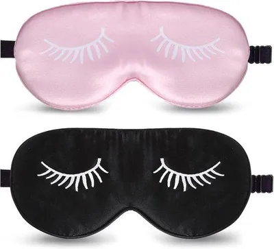 Produktbild von Famanu Schlafmasker Set - Komfortable Nachtmasken - 2 Stück - Schwarz Rosa