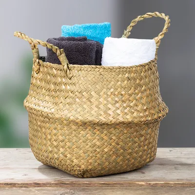 Produktbild von Dekokorb natur 27cm mit Henkeln zur Aufbewahrung von Gästehandtüchern