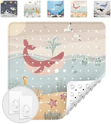 Produktbild von PromoHome® Antirutsch-Duschmatte für Kinder - 100% BPA-frei - Schimmelresistent - Badematte - Inklusive 2 Aufhängehaken - Waschmaschinenfest