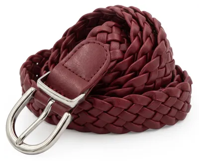 Produktbild von styleBREAKER Damen Flechtgürtel schmal aus Kunstleder | 2,8 cm breit | geflochtener Gürtel mit silberner Dornschließe | One Size 110 cm lang