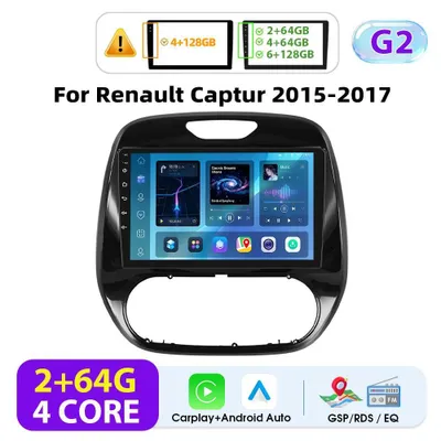 Produktbild von Renault Captur 2015–2017 - Android Autoradio - Doppel-DIN - Touchscreen 22,9 cm - 2 GB RAM + 64 GB ROM - Wireless CarPlay - GPS/FM - Schwarz