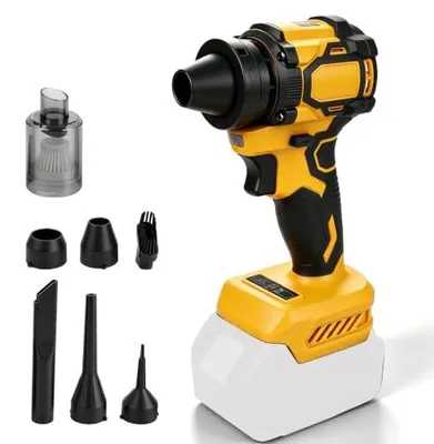 Akku-Laubbläser, bürstenlos, 160 m³/min, 130.000 U/min, 6 Düsen, gelb