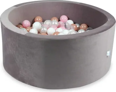 Produktbild von Bällebad 90x40 Samt lila – Mit 300 Bällen / transparent, weiß, perlmutt, babyrosa, roségold