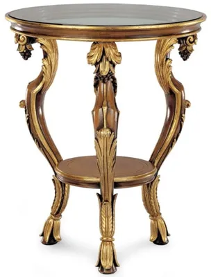 Produktbild von Casa Padrino Luxus Barock Beistelltisch Antik Braun / Antik Gold / Schwarz - Prunkvoller Barockstil 3-Bein Massivholz Tisch mit Glasplatte - Luxus Möbel im Barockstil - Italy