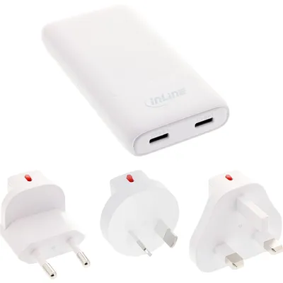 Immagine prodotto di InLine USB Netzteil Ladegerät - Dual USB-C - PD - PPS - 65W - flach - weiß (31519C)