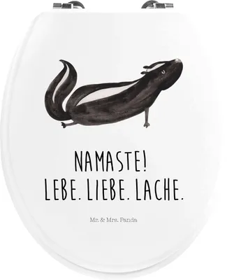Produktbild von Mr. & Mrs. Panda Klodeckel Stinktier Yoga - Weiß - Geschenk, Skunk, Klo-Deckel, Namaste, Toilettendeckel, wc deckel holz, Wildtier, Sitz, Liebe, Klobrille, Lebe
