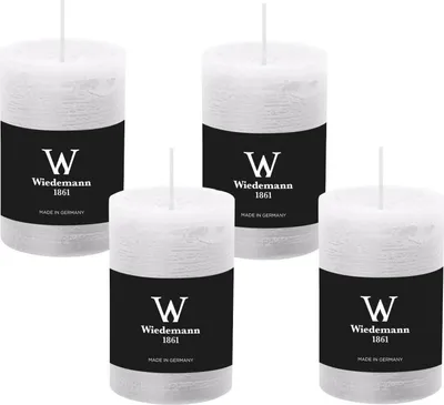 Produktbild von 4er Set Adventskranzkerzen Rustik Marble Kerzen durchgefärbt mit Abbrandschutz Weiß 130 x 68 mm