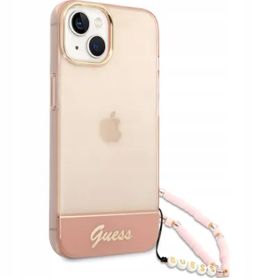 Produktbild von Guess PC/TPU Camera Outline Translucent Case with Strap für iPhone 14 Plus Pink