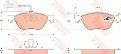 Produktbild von Trw Bremsbelagsatz, Scheibenbremse Vorderachse GDB1445