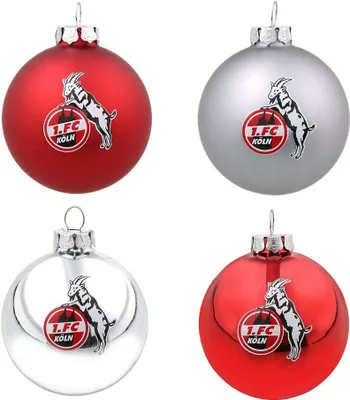 Image de 1. FC Köln Boules de Noël, set de 4, argent/rouge