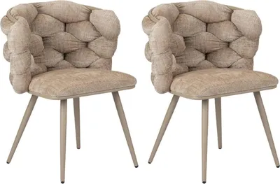 Produktbild von 2er-Set Esszimmerstühle Rock aus Velour - Creme