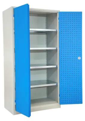 Produktbild von STIER Werkstattschrank 1940 x 1000 x 600 mm Hellgrau Lichtblau