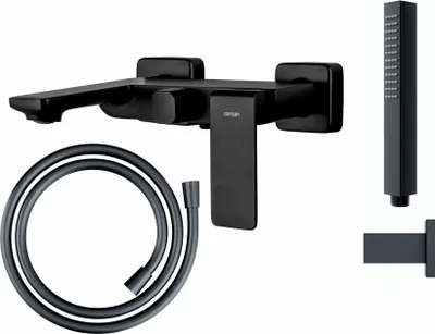 Produktbild von BADLAND Komplette Set Badewannenarmatur Wasserhahn TRINO Wannenarmatur für Badezimmer in Schwarz