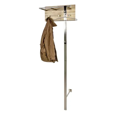 Produktbild von Haku Wandgarderobe Stahl in Edelstahloptik, Paneel in MDF Nachbildung eiche hell