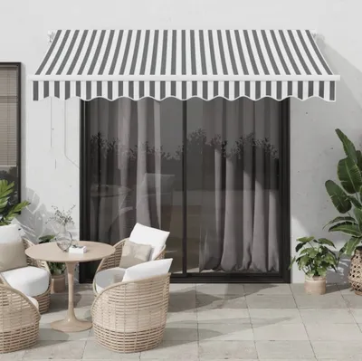 Obrázok produktu pre Maison Exclusive – manuálna markíza, antracitová a biela, 300 x 250 cm
