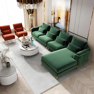 Image de Tissu Designer L Form Canapé Salon Canapé d'angle Garniture Moderne Design Canapé