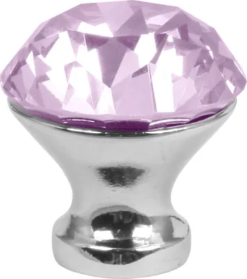 Produktbild von Domino Elegante Crystal A Möbelknopf 30mm in Chrom & Rosa |Kristallknöpfe, Robustes Glas-Design |Möbelknöpfe | Glamouröser Stil | Perfekt für Schränke und Kommoden