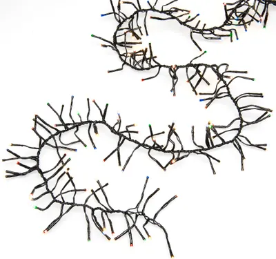Produktbild von Micro LED Büschellichterkette "Cluster", mit 8 Funktionen, Steuergerät und Memoryfunktion, 364 bunte Dioden, 36V, Außen (IP44), schwarzes Kabel