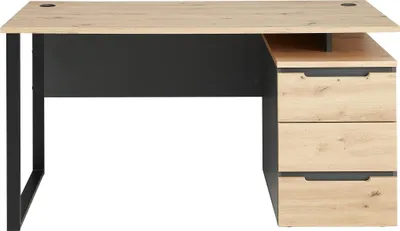 Produktbild von Schreibtisch >Memphis< in Artisan Eiche Nachbildung / Graphit - 150x77x73 (BxHxT)