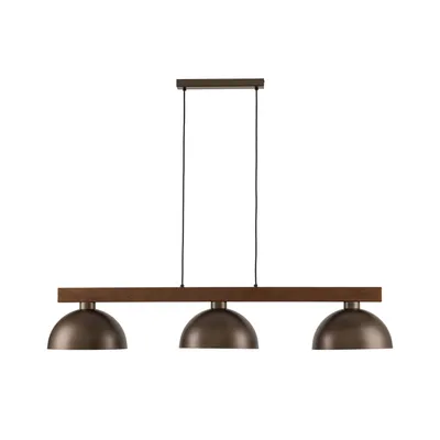 Produktbild von Hängeleuchte Metall H: max. 115 cm Walnuss Braun E27 3-flammig länglich Hängelampe