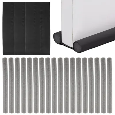 Tochtstopper aus Kunstleder, 3 Stk., 95 cm, schwarz