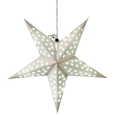 Produktbild von DEGAMO Leuchtstern Weihnachtsstern 3D Deko Papierstern weiss, 60cm, 10 LED, Batteriebetrieb mit 6h Timerfunktion