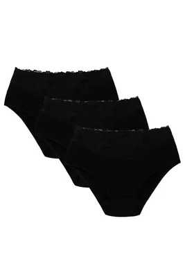 Produktbild von Wolbar damen slip 3-er pack unterhose unterwäsche baumwolle spitze wb415, schwarz, m